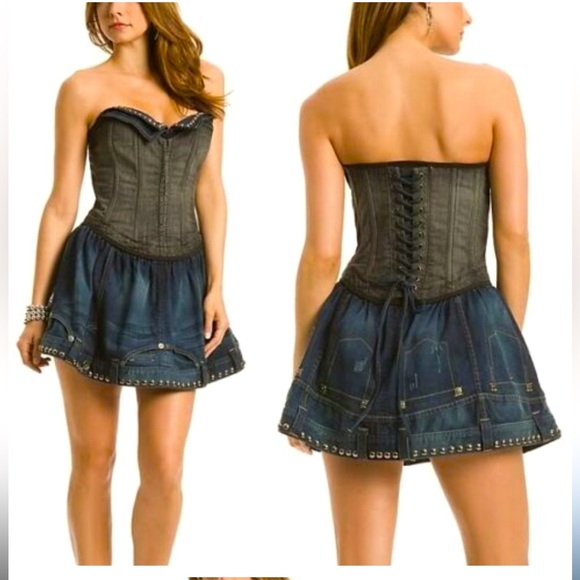Guess Dresses & Skirts - GUESS JEANS NATAZHA DENIM DRESS 1 XS 0 limited edition corset formal distressed